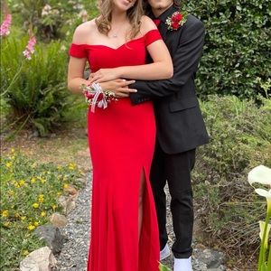 Dave & Johnny Off The Shoulder Prom Dress